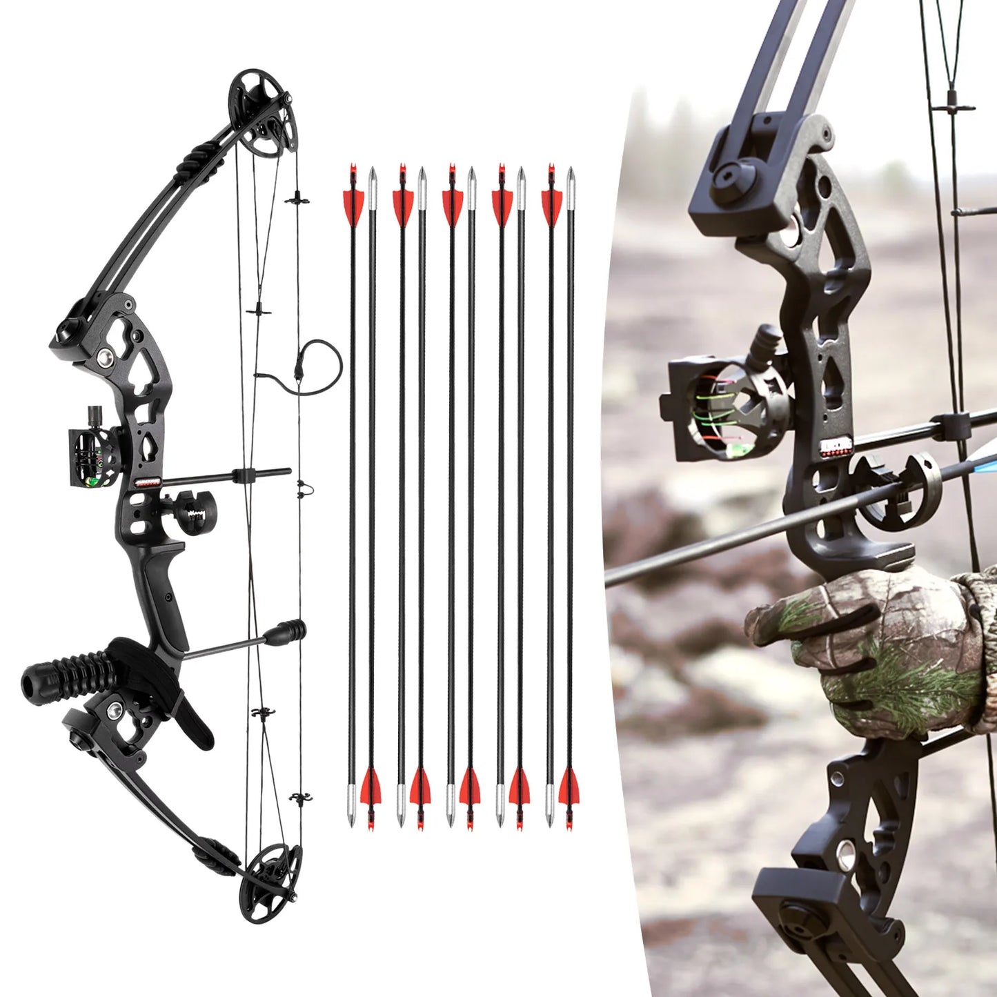 Compound Bow Set Right Hand Adjustable Draw 310fps