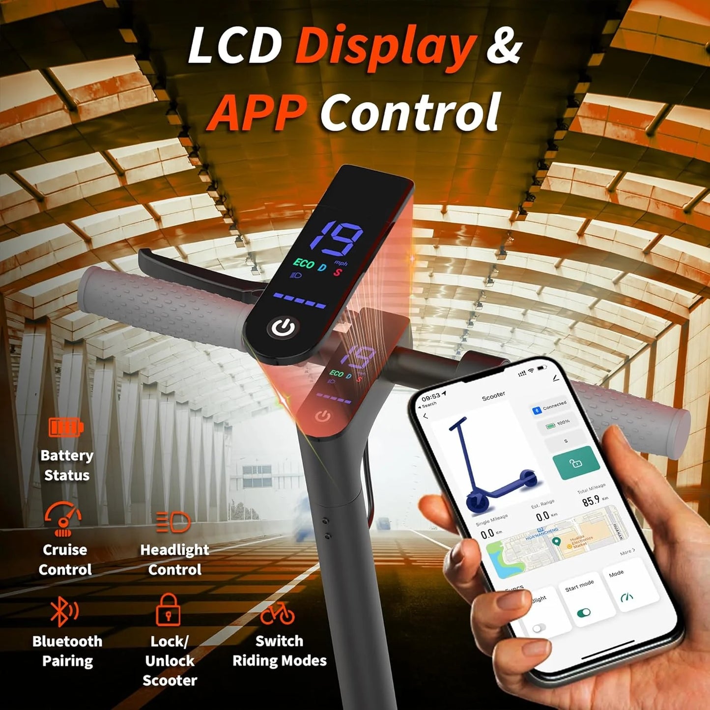 AOVOPRO ES80 350W Electric Scooter Foldable With Smart App Control