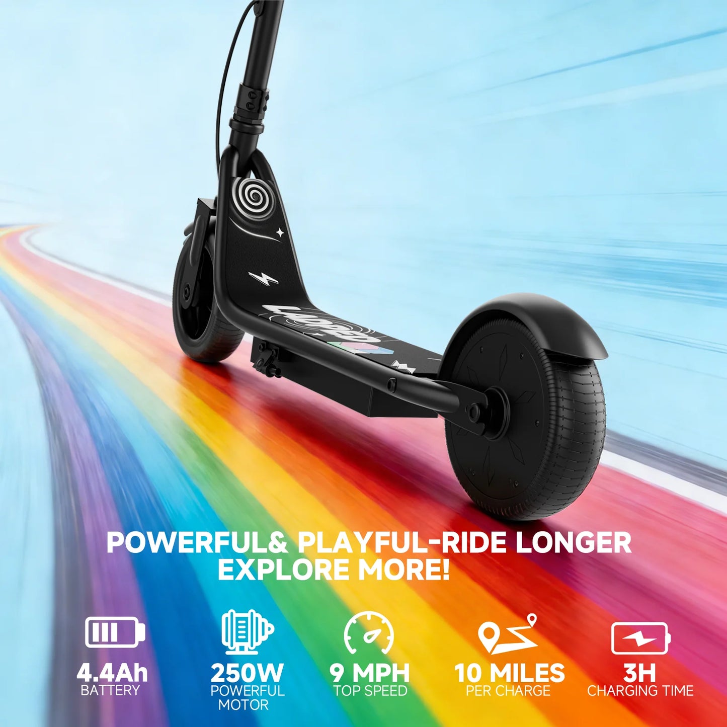 Ladped Electric Kids Scooter With Three Speeds And 250W Motor