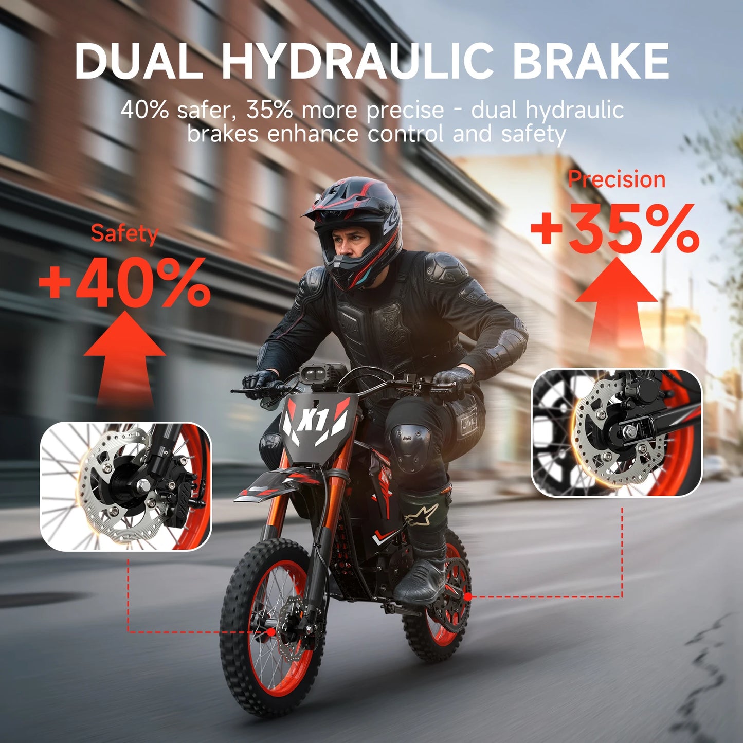 QRONGE X1 Spark Electric Dirt Bike 4500W Peak Up To 60 Miles 60V 28.8Ah Battery