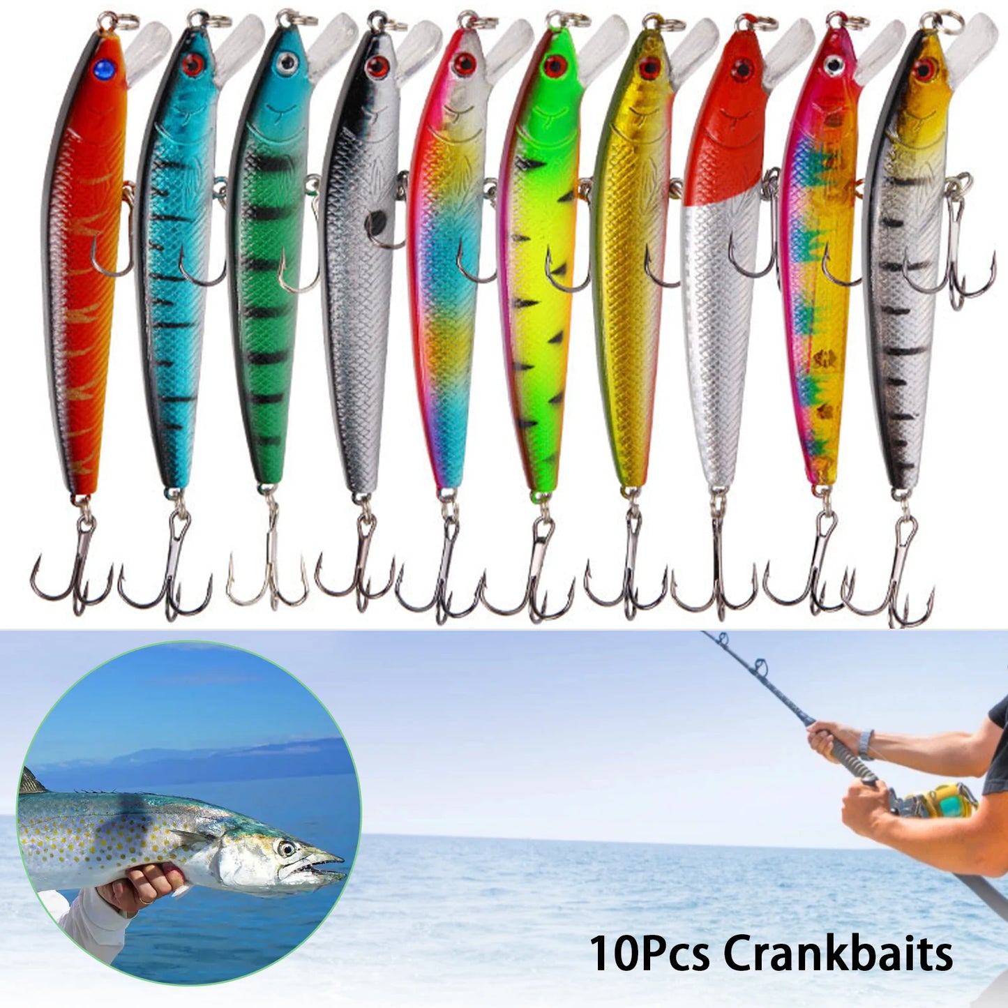 Sinking Minnow Crankbait Lure Set For Bass Pike Trout