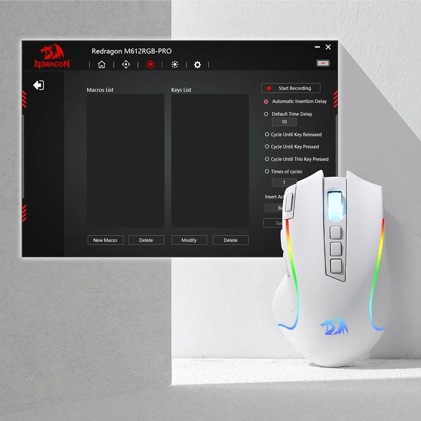 Redragon M612 Pro RGB Wireless Gaming Mouse, 8000 DPI
