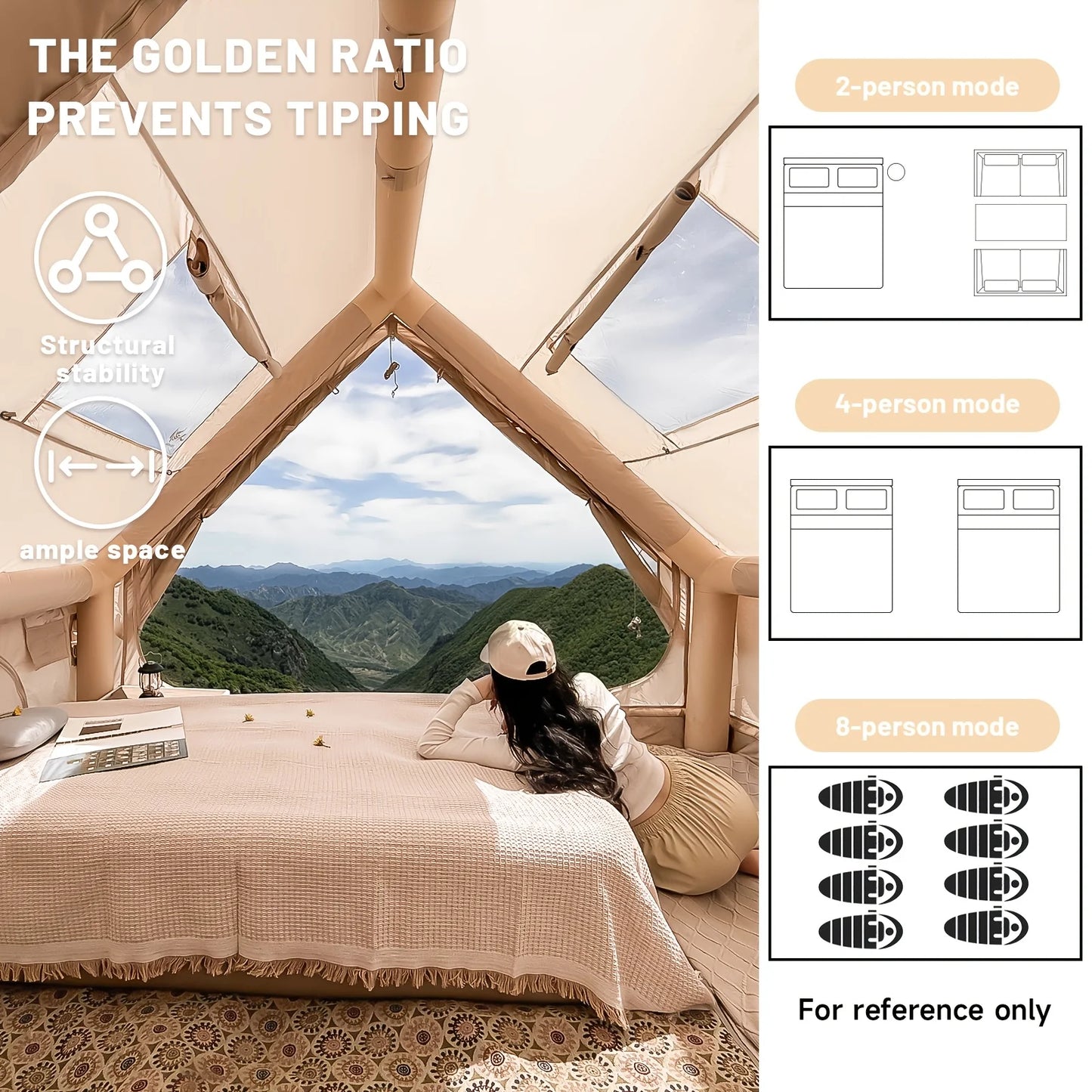 Large Inflatable Camping Tent With Skylight And Breathable Mesh Design