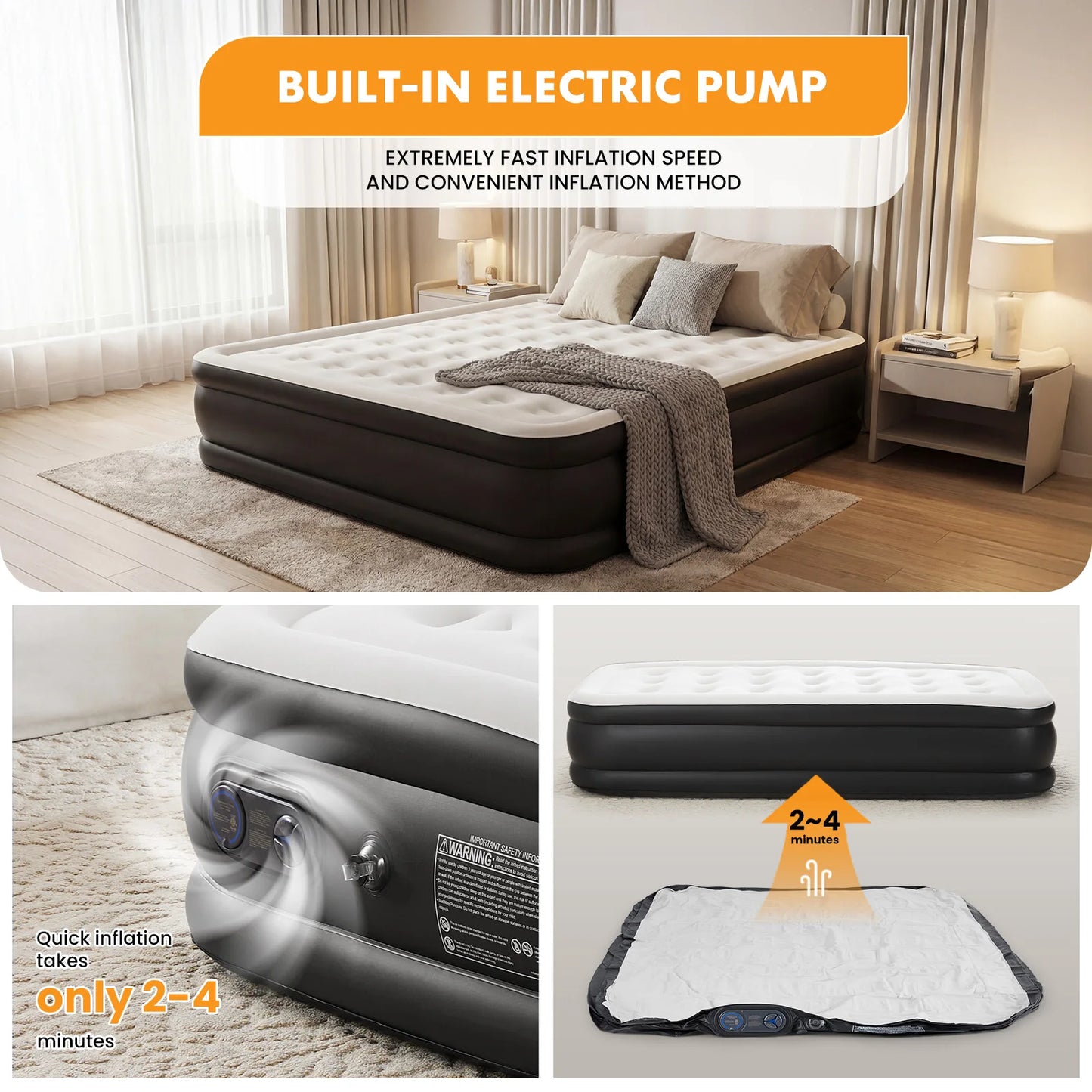 MCQ Queen Air Mattress With Built-In Pump For Home Use