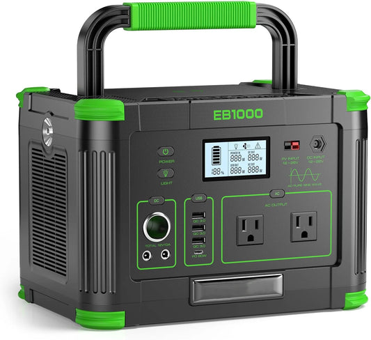 Portable Power Station 999Wh 1000W for Camping and Outdoors