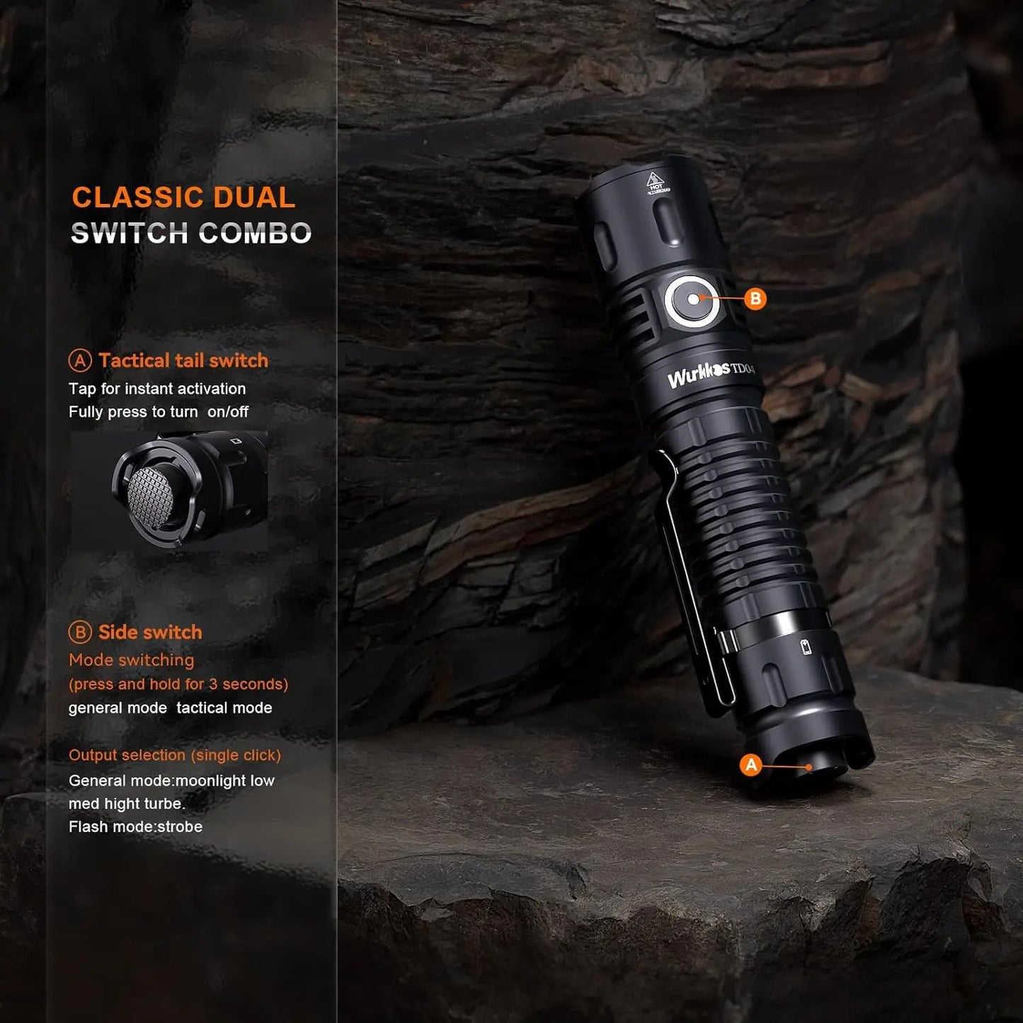 Wurkkos TD04 Rechargeable Tactical Flashlight For Everyday Carry