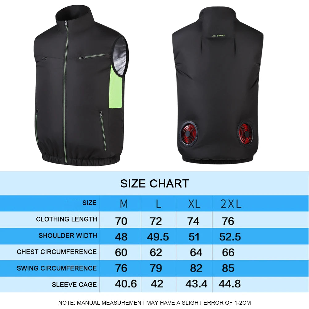 Wearable Cooling Vest With Breathable Air Conditioning Fan