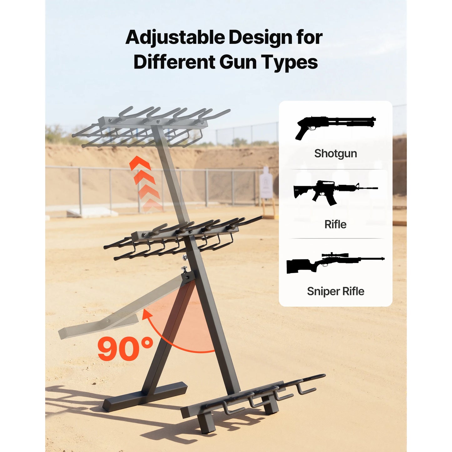 SucceBuy Folding Steel Gun Rack Holds Pistols Rifles Shooting Range