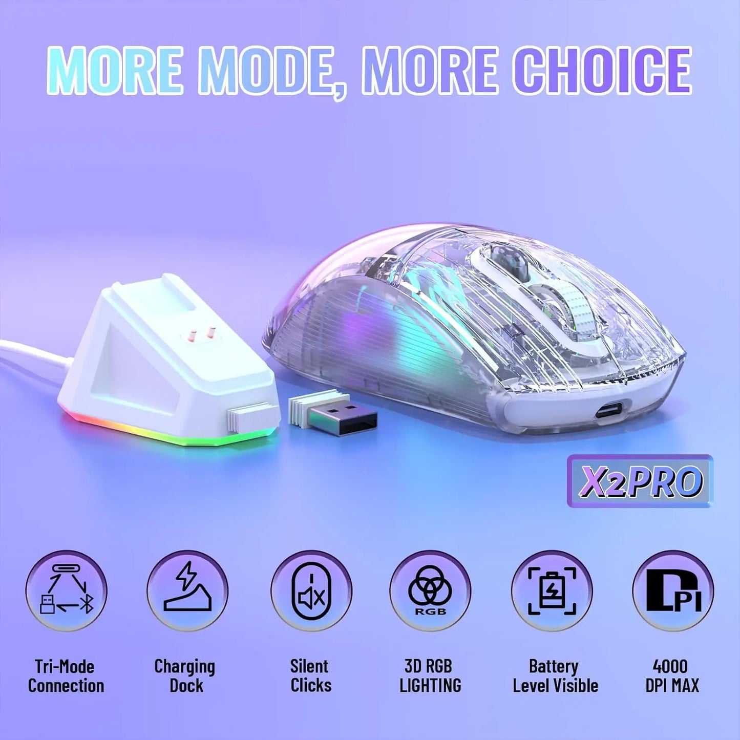 Attack Shark X2Pro Wireless Gaming Mouse With RGB Dock