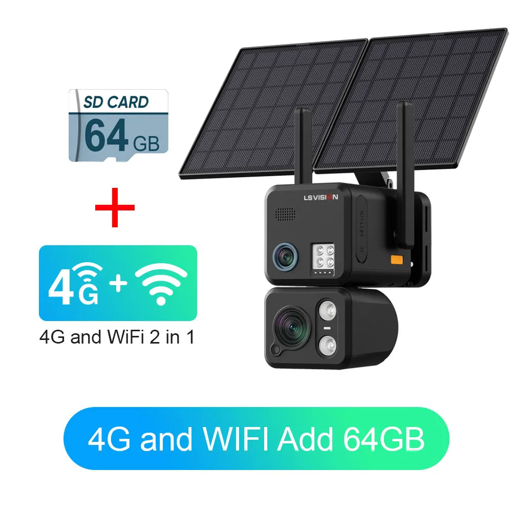 LS VISION 24/7 Recording Solar Security Camera With 4G WiFi AI Detection