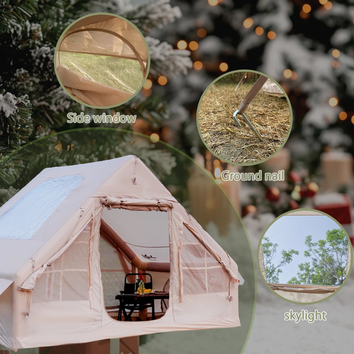 Pakicetus Inflatable Camping Tent Quick-Setup Air Frame 4-Season Stove Jack