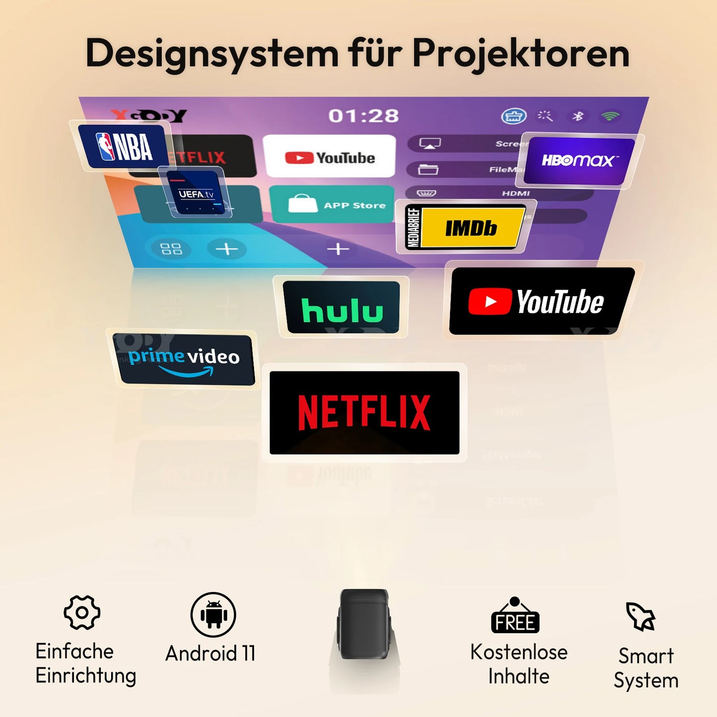 XGODY 4K Projector Android 11 Auto Focus Wireless Bluetooth