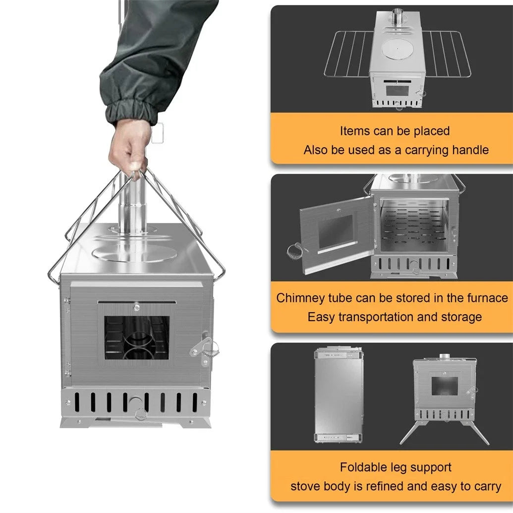 Wood Burning Stove Portable for Outdoor Heating and Cooking