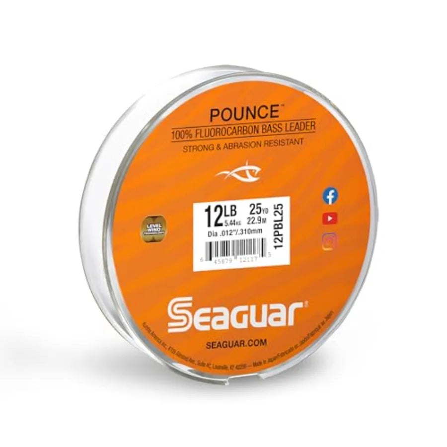 Pounce Bass Fishing Leader Line Freshwater 100 Percent Fluorocarbon Clear