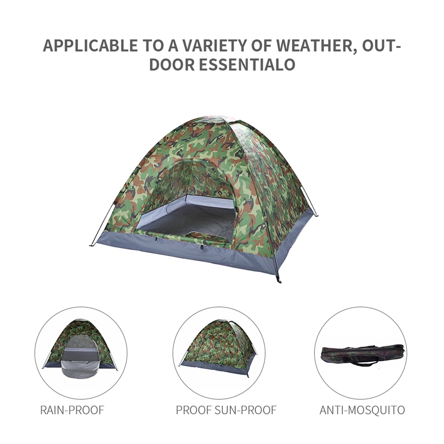 Dome Camping Tent Waterproof Polyester Fiberglass Poles Outdoor Uv Protected