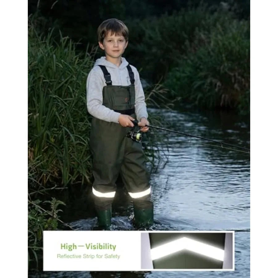 HISEA Youth Chest Waders With Boots Waterproof PVC