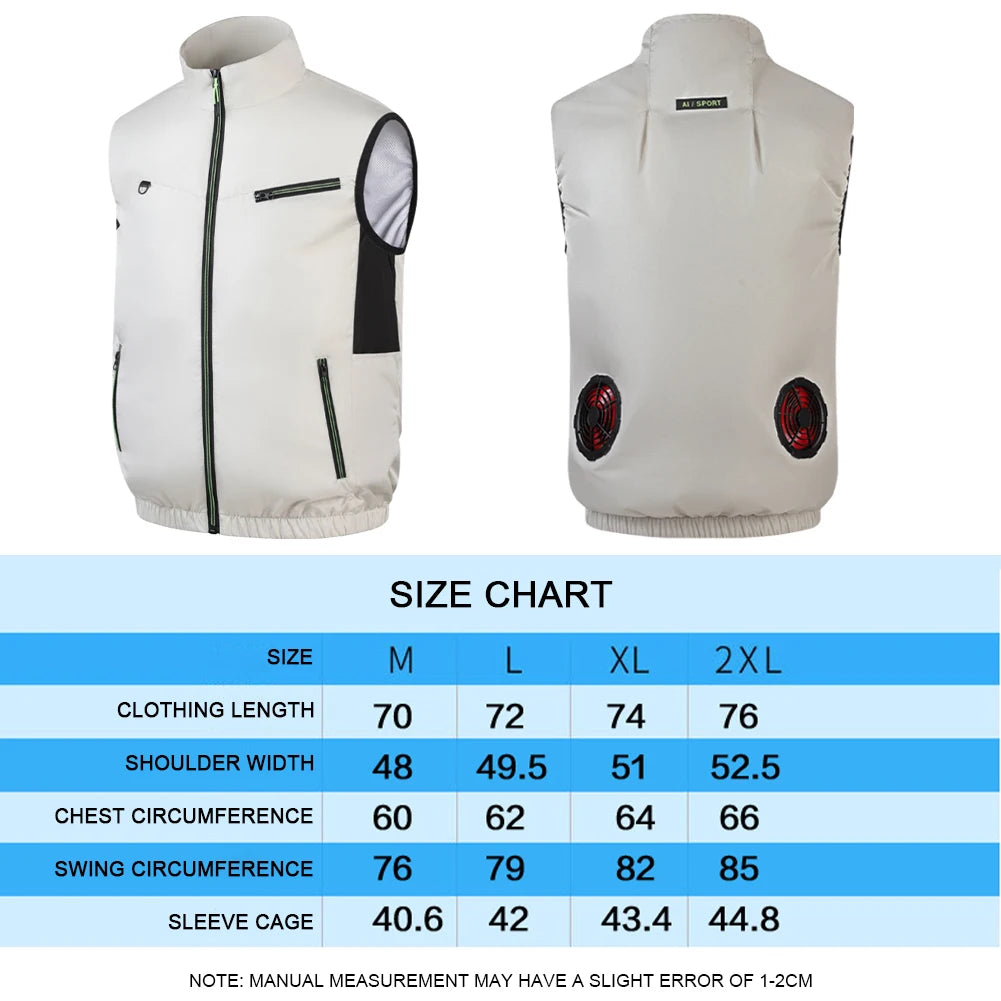 Wearable Cooling Vest With Breathable Air Conditioning Fan