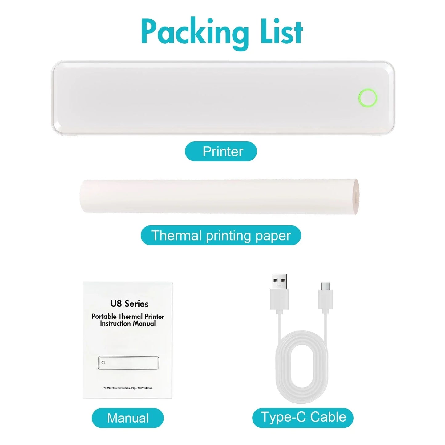 Portable Wireless Inkless Thermal Label Printer Android iOS Laptop