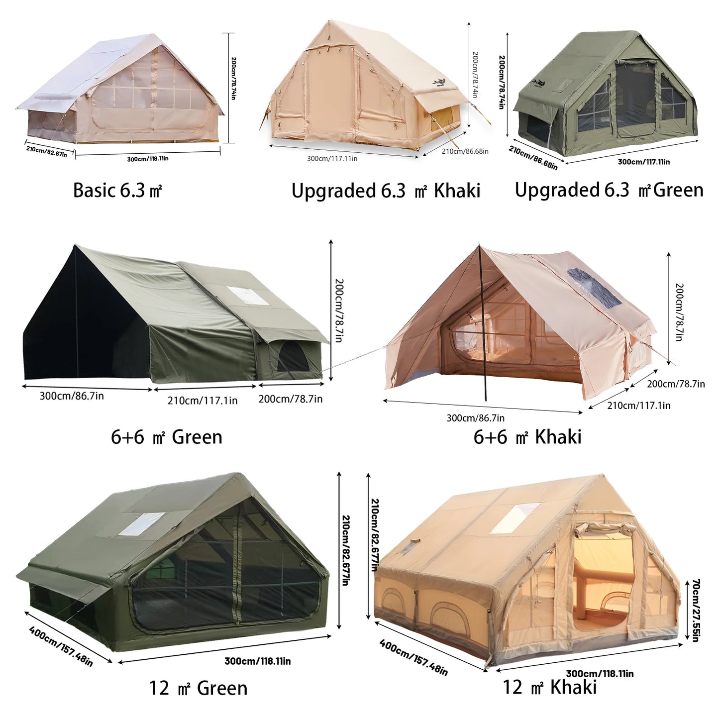 Large Inflatable Camping Tent With Skylight And Breathable Mesh Design