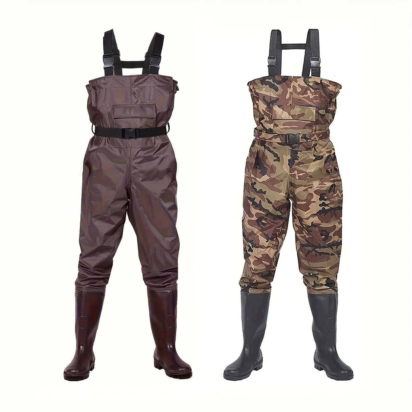 Unisex Lightweight 3-Ply Nylon Fishing Waders With Boots PVC Lining