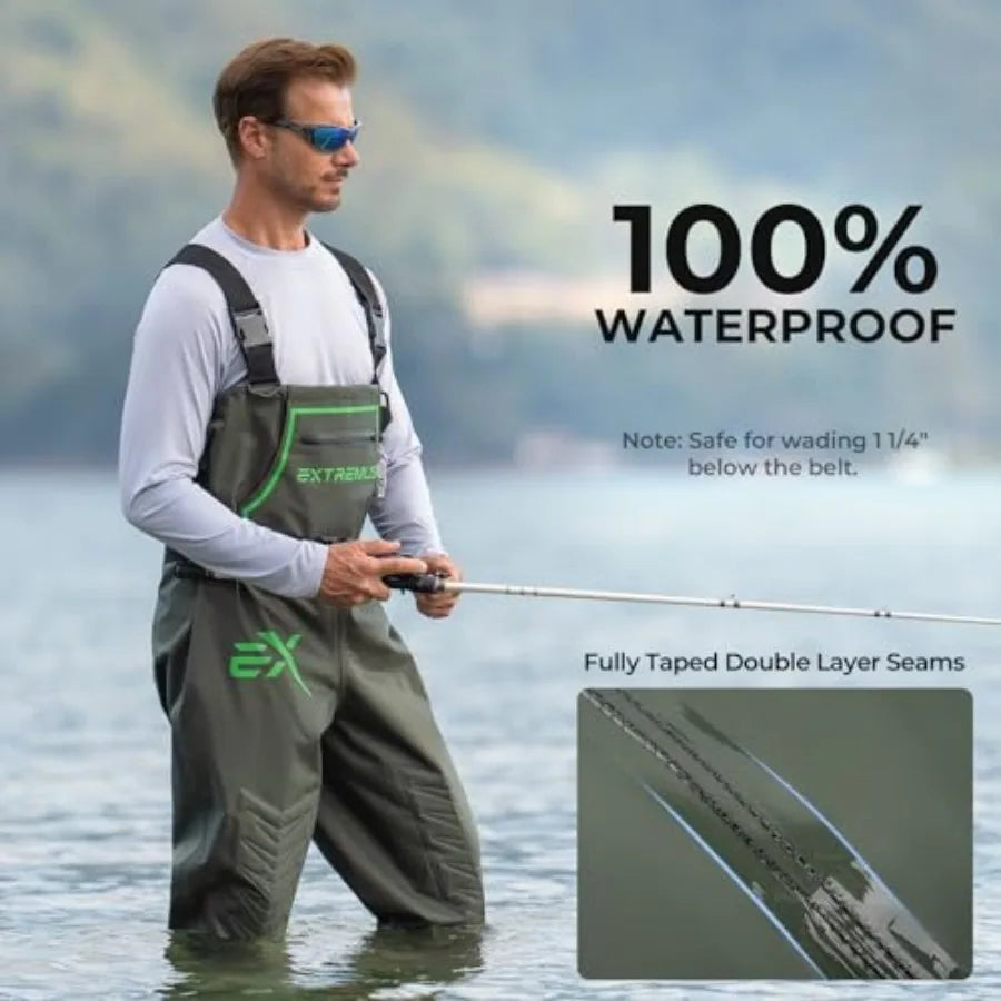 Men's PVC Chest Waders With Slip Resistant Boots For Fishing