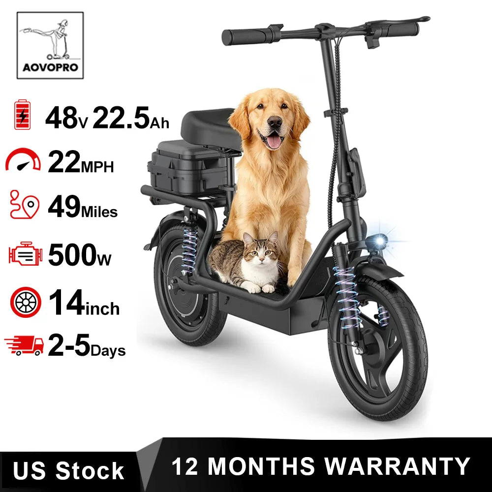 AOVOPRO Electric Scooter For Adults 500W Up To 22 Mph