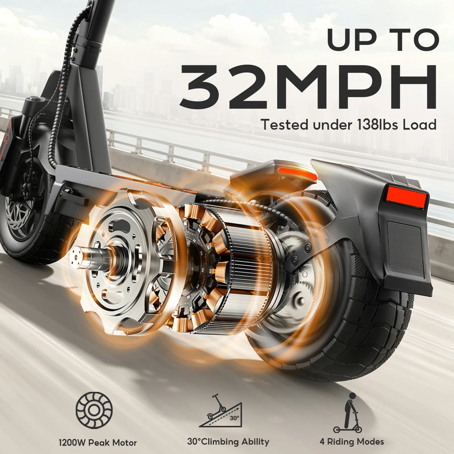 FENGQS ONECNA T2 1200W Foldable Electric Scooter Dual Motor