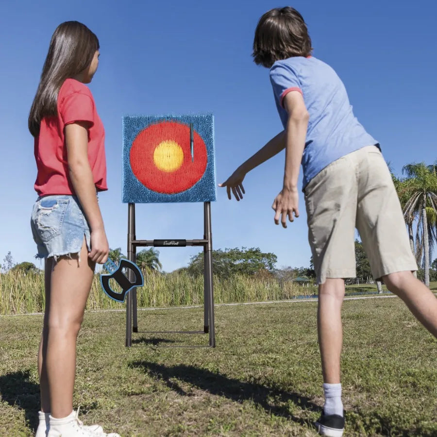 Axe Throwing and Lawn Darts Target Game Set Includes Axes