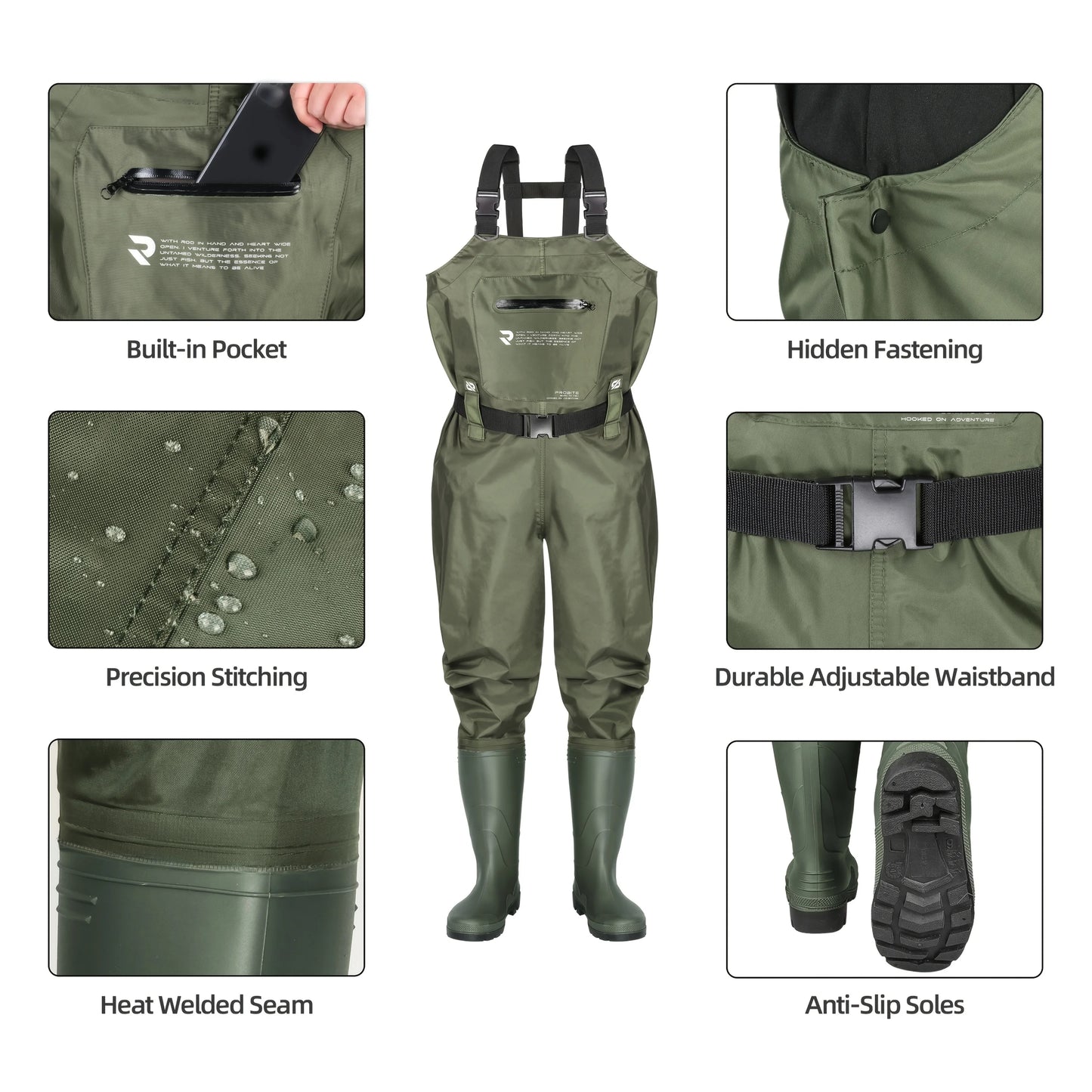 Chest Waders With Boots For Fishing And Hunting 210D NylonPVC
