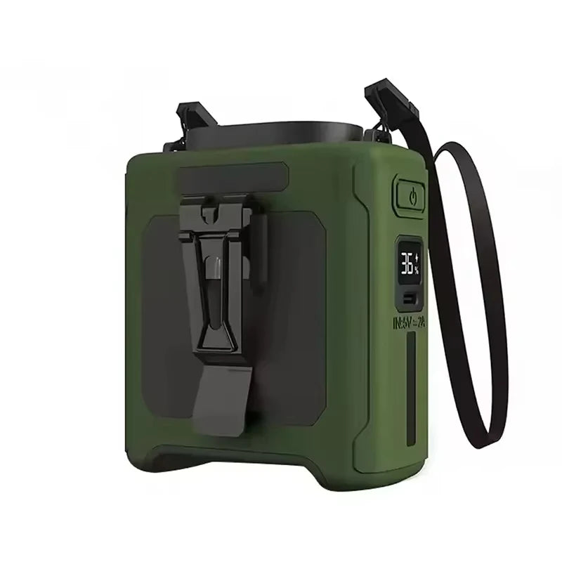 Portable 10000mAh Waist Clip Fan USB Rechargeable For Outdoors