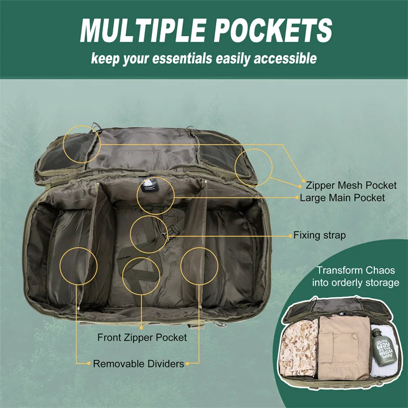 LQARMY Outdoor Tactical Backpack With Molle System For Travel