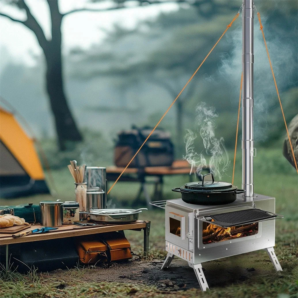 Wood Burning Stove Portable for Outdoor Heating and Cooking