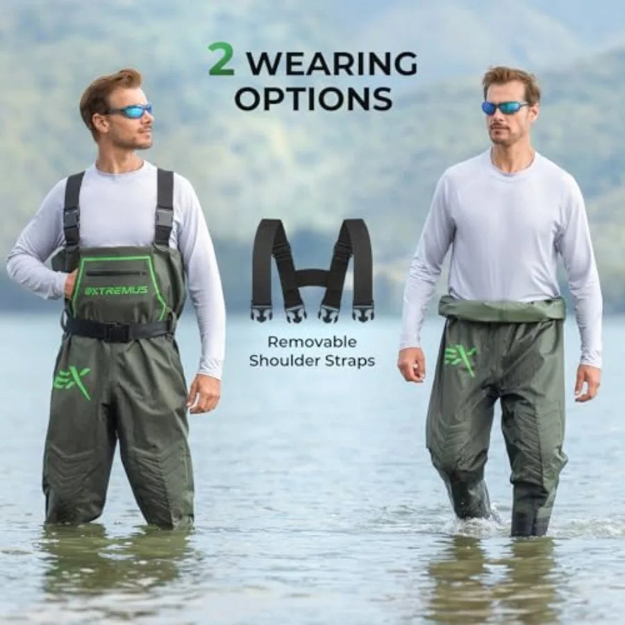 Men's PVC Chest Waders With Slip Resistant Boots For Fishing