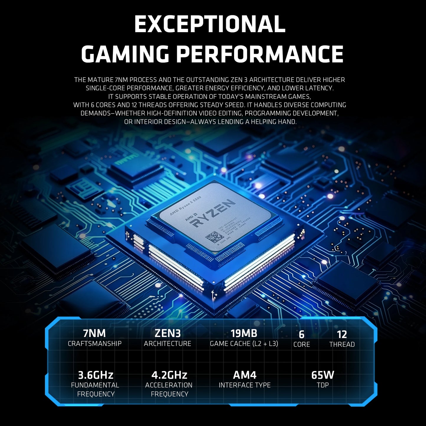 Yeah Magic Ryzen 5 5500 Gaming Desktop RTX 3050 16GB DDR4 1TB NVMe