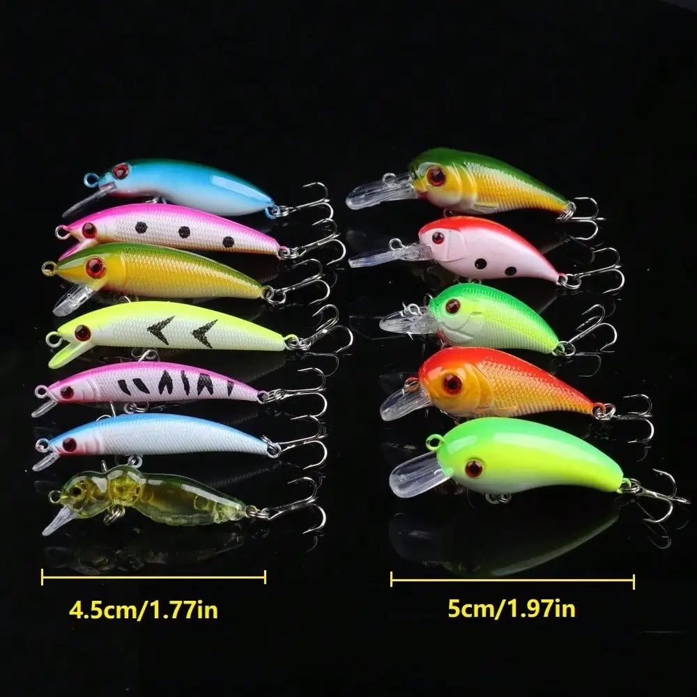 Mini Fishing Lure Kit 30 Pcs Hard Bait Bass Freshwater