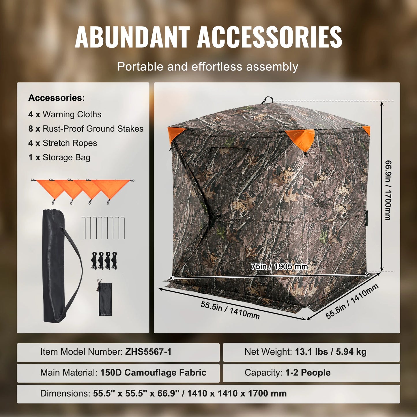 270-Degree See-Through Ground Blind For Turkey And Deer Hunting