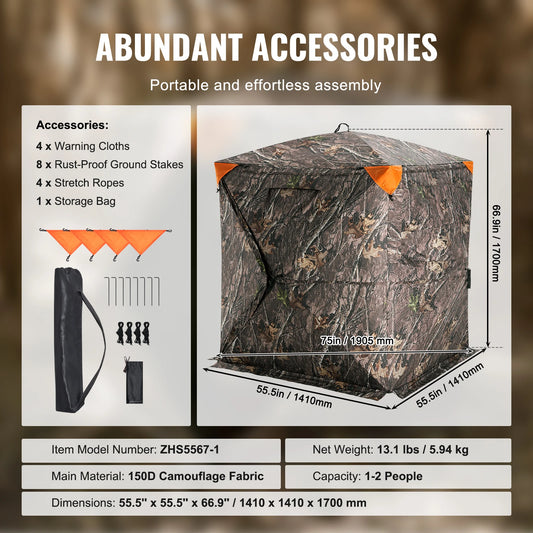270-Degree See-Through Ground Blind For Turkey And Deer Hunting