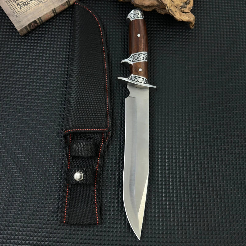 Gdekls DIY Supplies Wood Camping Knife With Stainless Steel Blade