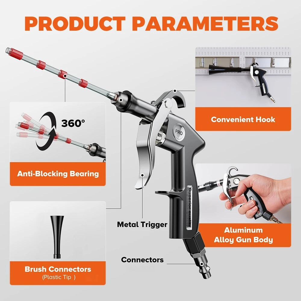 High Pressure Dust Blowing Gun Aluminum Alloy Car Cleaning Tool
